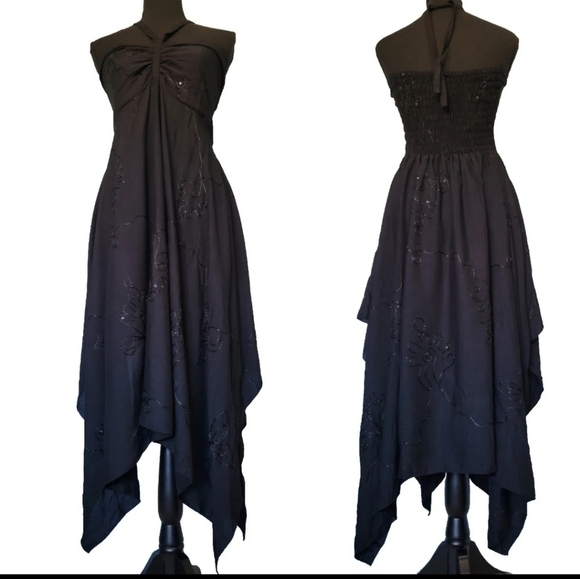 Sunrise Beach Wear Sequins Embroidered Halter Strapless Dress in Black One Size - Picture 1 of 11